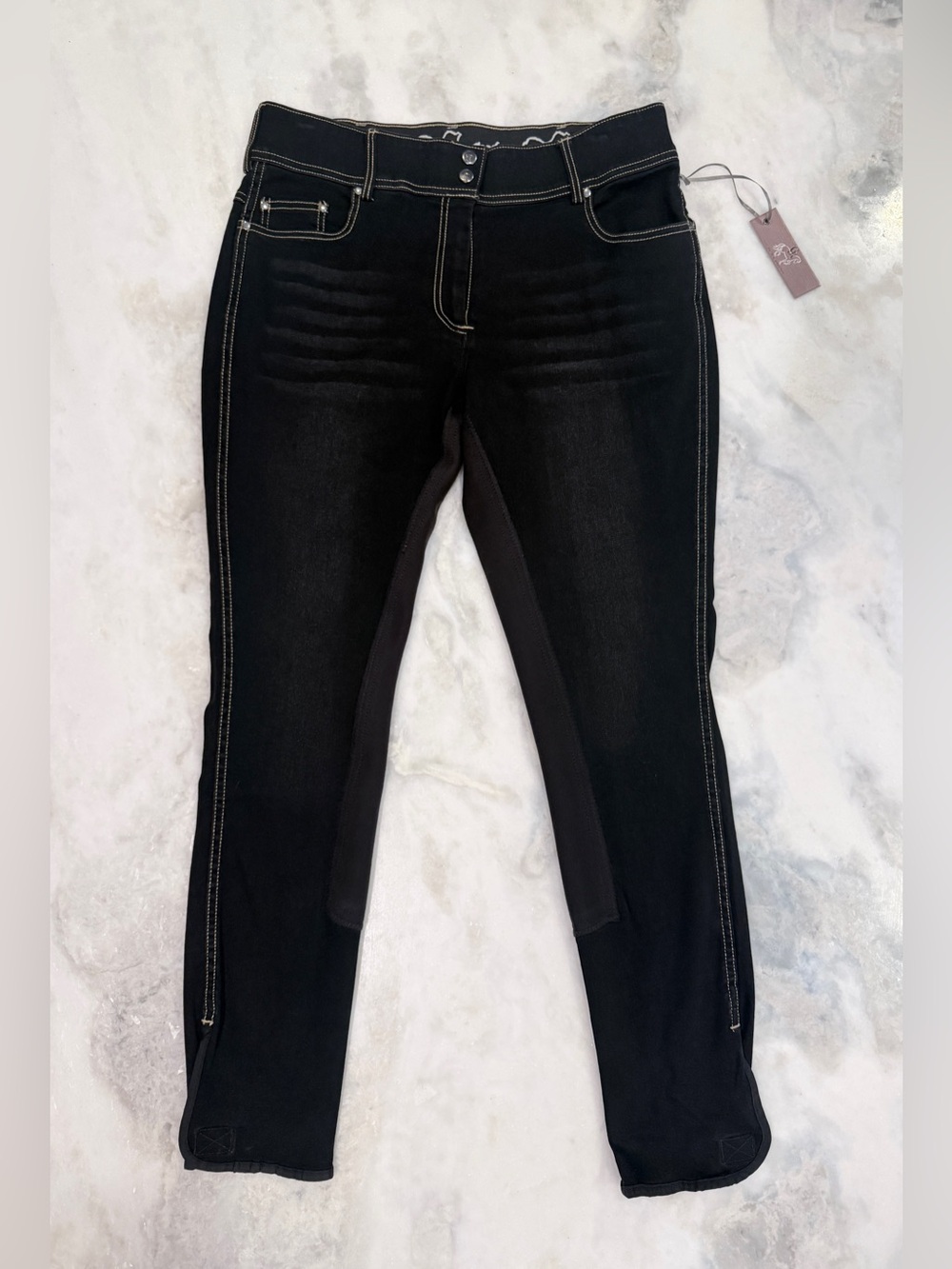 NWT Goode Rider Equestrian Jean Full Seat Breeches Black Denim 34L